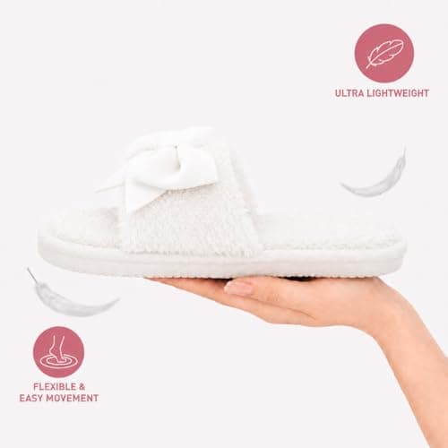 FairyCasa Women’s Fuzzy Slippers Cute Bow House Slippers for Women Soft Cozy Indoor Outdoor Lightweight House Shoes Gift for Women - Thumbnail 4