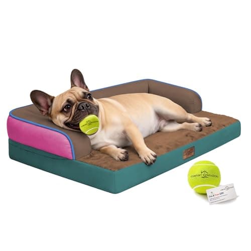 Comfort Expression Memory Foam Dog Bed for Large Medium Sized Dogs - Washable Dog Beds Waterproof Orthopedic Pet Couch Sofa Bolster with Removable Cover, 36 x 27 - Image 1