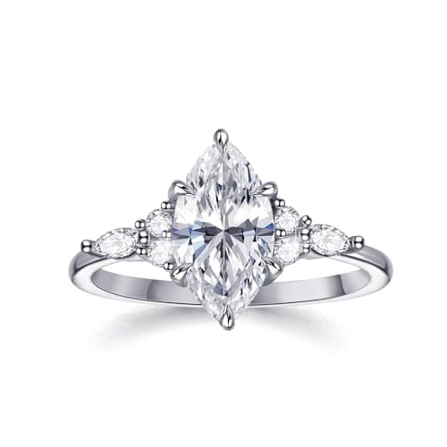Fimewon Silver Rings for Women Non Tarnish Dainty 2CT Marquise Ring Birthday Gifts for Mom Size 9 - Image 1