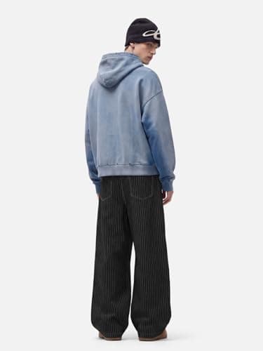 Aelfric Eden Pinstripe Baggy Barrel Jeans Pleated Wide Leg Denim Pants Men Women Loose Fit Streetwear Vintage Trousers Black XS - Thumbnail 6