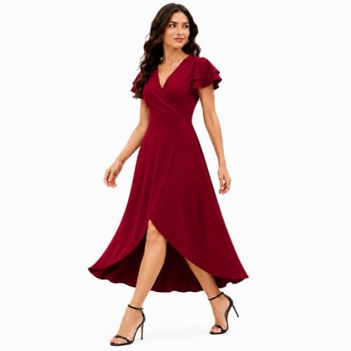 BTBII Women's Black Formal Dresses V Neck Midi Dress Church Dresses for Wedding Cocktail Party Birthday Summer - Thumbnail 2