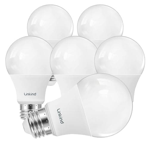 Linkind A19 LED Light Bulbs Dimmable, 60W Equivalent, Energy Efficient 9W, 3000K Warm White, 800 Lumens, E26 Standard Base, 120V, Lighting for Bedroom Living Room Home Office, 6 Packs - Image 1