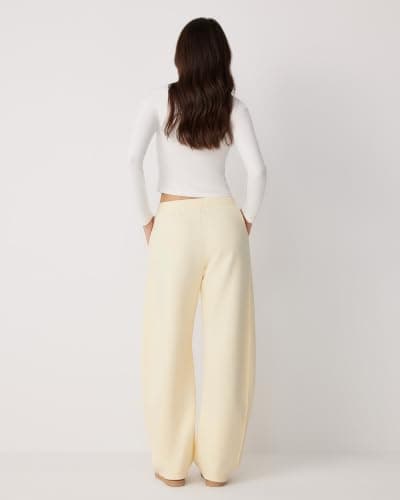 MOOSLOVER Women Barrel Sweatpants Drawstring Elastic Waist Wide Leg Pants Cotton Casual Lounge Sweat Pant(XL,Beige) - Thumbnail 4