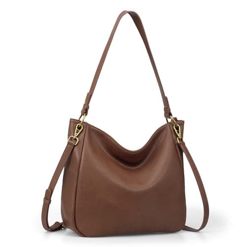 befen Genuine Leather Crossbody Bags for Women, Brown Leather Hobo Bags Vintage Crossbody Purse Designer Leather Shoulder Bags with 2 Detachable Straps Trendy Soft Womens Shoulder Handbags for Travel - Image 1