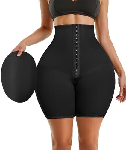 Figninget Hip Dip Shapewear For Women Hip Pads Shaping Shortss Tummy Control Panties Butt Padded For Bigger Butt Black 3XL - Image 1