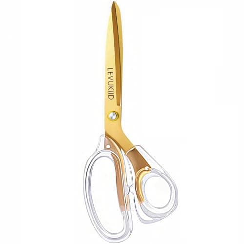 scissors all purpose scissors for office, 9 Inch Titanium Coated Blades and Ergonomic, Clear Sscissors for Office Desk, Modern Design for Craft, Sewing, fabric,Office/Gold - Image 1