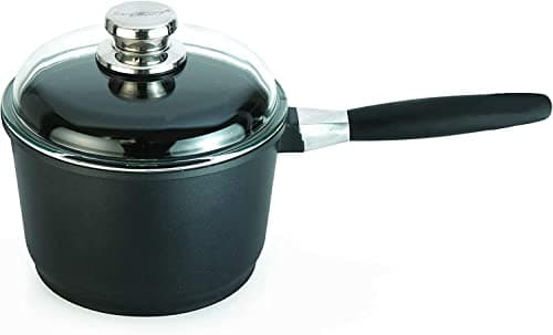BergHOFF EuroCAST Cast Aluminum Nonstick 7" Sauce Pan 2qt., Glass Lid, Detachable Handle, Oven Safe