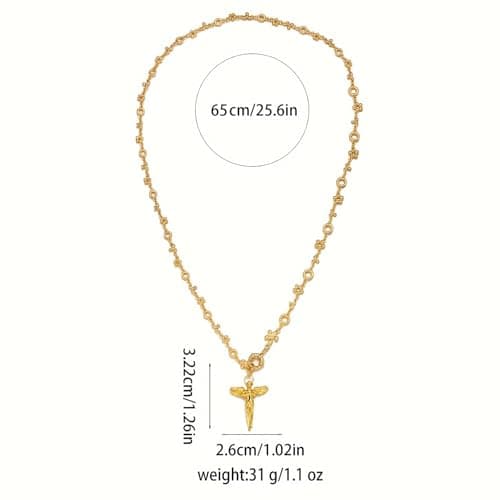 GZQ Gold Angel Necklaces for Women Statement Long Chain Prayer Religious Jewelry (I) - Thumbnail 3