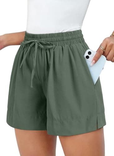 Dokotoo Gym Shorts Women Green Running Workout Athletic Summer Outfits Trendy 2026 Shorts Pockets High Waisted Stretchy Spring Tops Quick Dry Yoga Causal Pants Clothes Size X-Large - Image 1