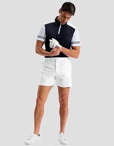 Pudolla Men's Casual Shorts 7/9 Inch Golf Shorts Stretch Dress Work Shorts for Men with 4 Pockets Quick Dry Lightweight(White-5inch-42) - Thumbnail 3