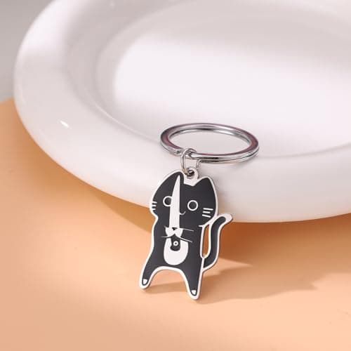 Yeedim Kawaii Gothic Cat Keychain For Women Men Teens - Whimsical Novelty Keychain And Cool Gifts For Cat Dad Mom Catty Lovers And Bestie - Backpack Purse Charm Perfect For Valentine'S Day - Thumbnail 3