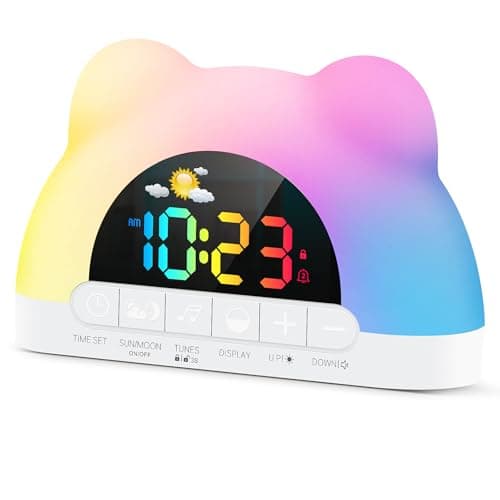 Azyh Alarm Clock for Kids, Ok to Wake Clock with Green Light Red Light, Children's Sleep Trainer,10 Ringtones,3 Brightness, Dual Alarms, Digital Alarm Clock for Adults Boy Girl Toddler Bedroom - Image 1