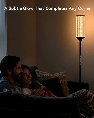JOOFO Glass Shade RGBICW Corner Floor Lamp, 16 Million Colors Smart LED Ambient Mood Lighting with App & Remote Control for Modern Home Decor, Bedroom, Living Room, Gaming Room - Thumbnail 5