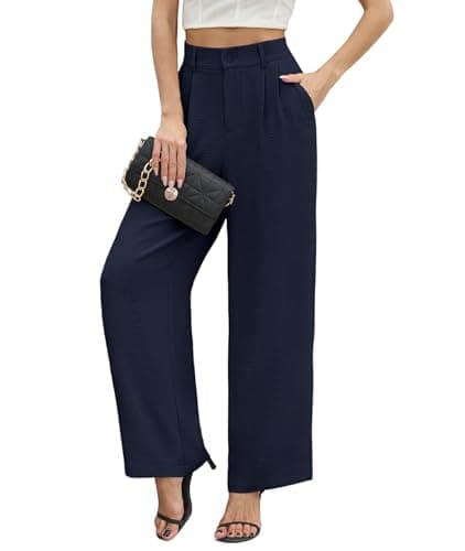 CZYINXIAN Women's Casual High Waisted Pants Wide Leg Pants for Women Dressy(Navy Blue,X-Large) - Image 1