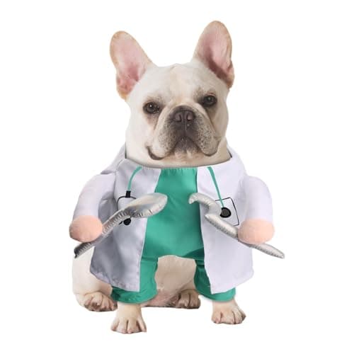 NACOCO Halloween Dog Doctor Costume - Pet Dentist Clothes Cat Funny Uniform Green Outfit Apparel Adjustable for Small Medium and Large Dogs(Green Dentist, S) - Image 1