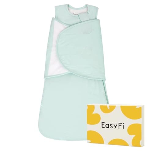EasyFi Baby Sleep Sack Swaddle 1.0 TOG Rayon Made from Bamboo Infant Sleep Sack 3-6 Months, 4-Way Adjustable Transitional Swaddle with Removable Wings, 2-Way Zipper Unisex Wearable Blanket - Image 1