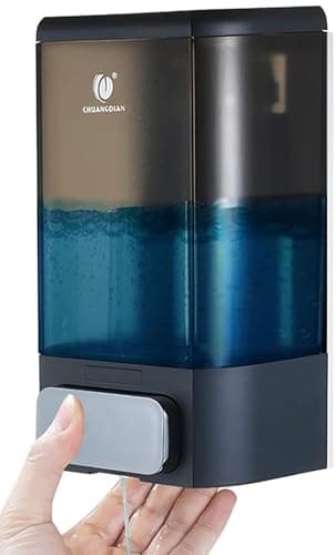 Manual Soap Dispenser Bathroom Kitchen Wall Mounted Soap Dispenser for Bathroom Shower Shampoo Gel Liquid Plastic Container 34oz/1000 ml, Dark Grey, CHUANGDIAN - Image 1