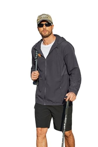 COOFANDY UV Protection Jacket For Beach Travel Fishing Hoodie Jacket Upf Dark Grey 2XL Mens Zip Up Sun Shirt Long Sleeve - Thumbnail 6