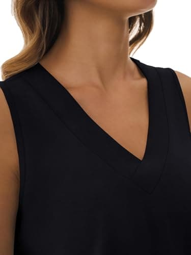 GKBK Womens Tank Top Loose Fit Summer Sleeveless Black Tops Dressy Casual Blouses V Neck T Shirts Layering Tee Shirts Black XL - Thumbnail 6