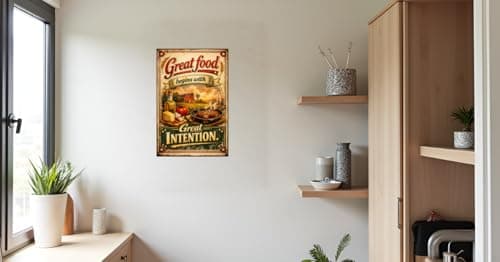 Great Food Begins With Great Intention Tin Sign Vintage Kitchen Wall Decor Rustic Farmhouse Cooking Quote Metal Poster Retro Culinary Art 8x12 Inch Food Lover Home Restaurant Cafe Wall Display - Thumbnail 4