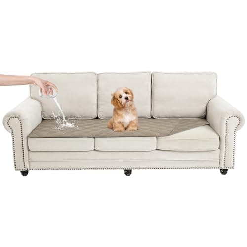 Vmeyiek 100% Waterproof Dog Bed Cover Pet Blanket(30"x71"),7-Layer Reversible Washable Sofa Couch for Furniture Car (Khaki+Khaki)