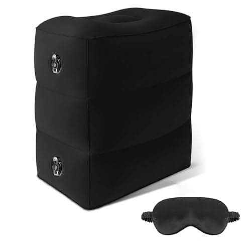 TheClover Airplane Foot Rest for Long Flight - Inflatable Foot Rest for Under Desk,Kids Car Foot Rest Bed,Portable 3-Height Foot Cushion,Lightweight Travel Leg Rest for Airplanes,Trains,Office & Home