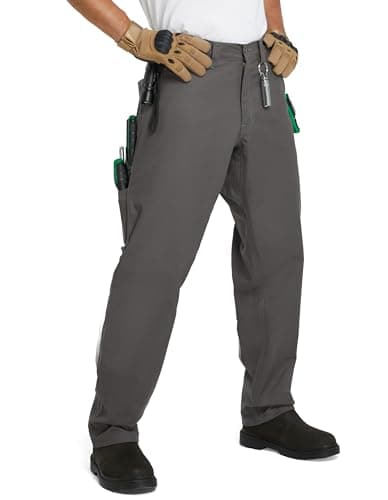 SKPRO Men's Work Pants Stretch Flex, Casual Pants Relaxed Fit, Water Resistant Carpenter Pants Heavy Duty (Dark Grey, 34W × 32L) - Image 1
