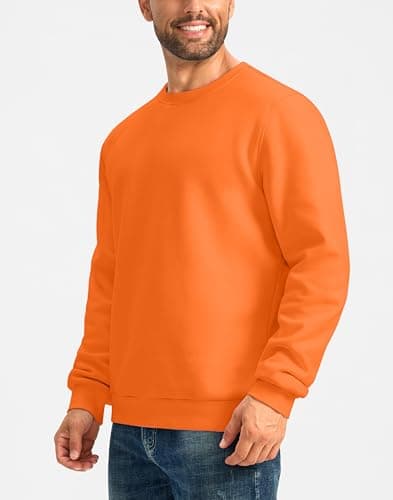 G Gradual Sherpa Lined Sweatshirts for Men Fleece Crewneck Sweatshirt Pullover Warm Shirts for Winter, Bright Orange, Medium - Thumbnail 3