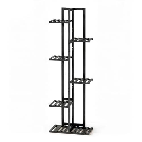 ROSSNY 48 Inch Tall Plant Stand Indoor, 6 Tier 7 Potted Bamboo Plant Stands for Indoor Plants, Corner Plant Stand, Tiered Plant Stands, Plant Shelf For Indoor, Planter Holder for Multiple Plants Indoor, Black - Image 1