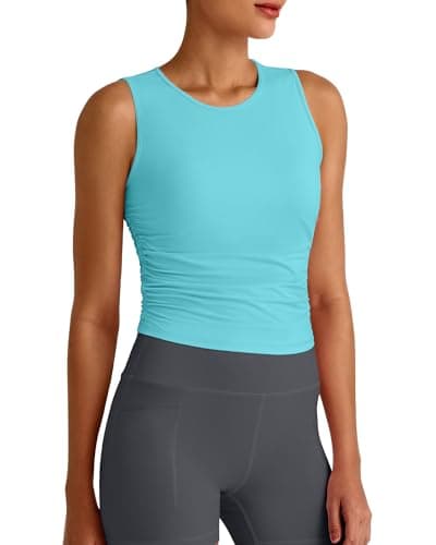 G4Free Running Tank Tops for Women Sleeveless Workout Shirts Athletic Gym Muscle Tank Fast Dry Clothes Outfits (Lake Blue,XS) - Image 1