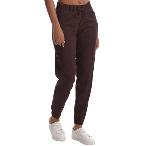 zsenoxaxi Joggers for Women with Zipper Pockets Lightweight Workout Athletic Tapered Pants for Travel Gym Lounge(Coffee Brown,L) - Thumbnail 3