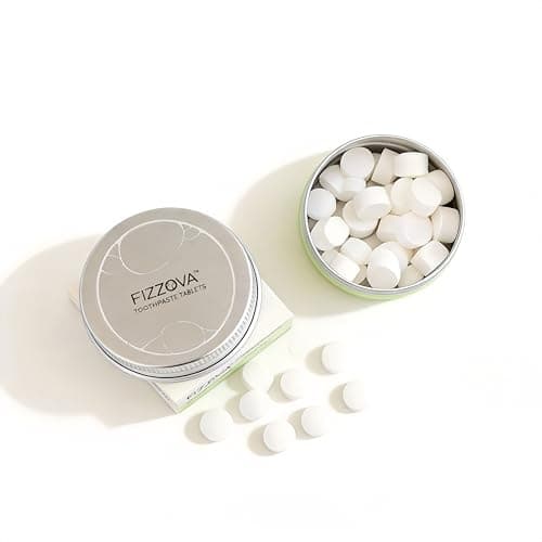 FIZZOVA Toothpaste Tablets with CalciumPhosphosilicate&Hydroxyapatite,Fluoride Free ChewableToothpaste,Plastic Free Travel Size Toiletries,Whitening Dental Cleaning Tablets,30 Count Mint - Image 1