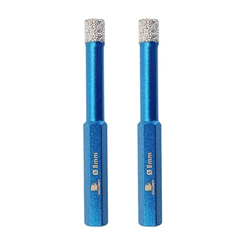 Dry Diamond Drill Bit Set,BRSCHNITT 2pcs 5/16 Inch (8mm) Diamond Hole Saw Core Drill Bit for Porcelain Tile Ceramic Stone Granite Marble,Hex Shank Dry Drilling Diamond Core Drill Bit Kit - Image 1