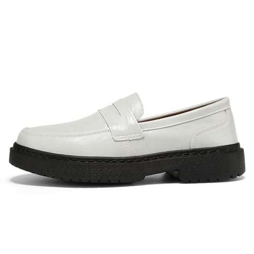 BEAUSEEN Women's Penny Loafers Slip On Comfortable & Lightweight Driving Moccasins Casual Office Work Flats Cute Business Dress Shoes, White, 9.5 US - Thumbnail 3