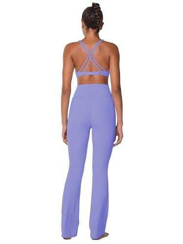 Sunzel Sunzfly Invisible Butt Scrunch Flare Leggings for Women, Mini Flared Yoga Pants with Tummy Control and High Waist 30" Periwinkle Small - Thumbnail 5