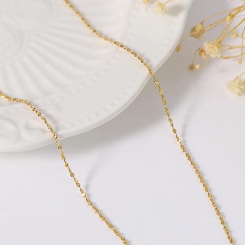 BAYLAY Gold Chain for Women - 18K Gold Plated Chain Necklace Woman Dainty Gold Necklace for Women Gold Jewelry Gifts Size 24 inch - Thumbnail 5