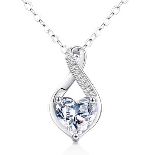 Sebina 2 Carat Moissanite Necklaces for Women 925 Sterling Silver Pendant Necklace,Anniversary Present or Valentine Christmas Mothers Day Birthday Jewelry Gifts for Mom Wife Her Girlfriend - Image 1