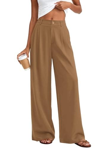 KIRUNDO Dress Pants Women 2026 Summer Polka Dot Palazzo Wide Leg Trousers Flowy Business Casual Slacks for Work with Pockets(Khaki, XX-Large) - Image 1