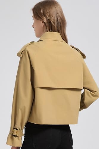 Orolay Short Trench Coats for Women Lightweight Double Breasted Crop Trench Coat Raglan Sleeve Work Office Cropped Jacket - Thumbnail 5