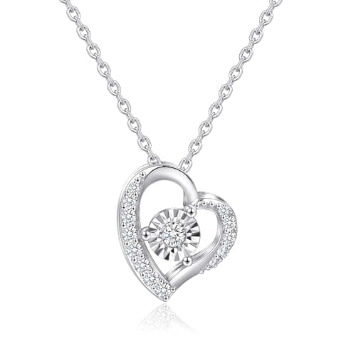 Sytaehi Sterling Silver Radiant Cut Lab Grown Diamond Halo Pendant Necklace, Chain Included，Chain Included,ideal gift for anniversaries, birthdays, or any milestone celebration - Image 1