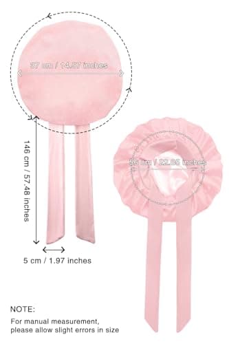 Vettres Satin Hair Bonnet for Sleeping Double Layer Bonnet with Tie Band Glittering Mesh Sleep Cap for Curly Natural Hair Pink - Thumbnail 5