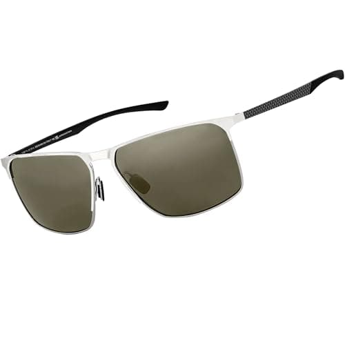 SIPLION Polarized Sunglasses for Men for Driving, UV Protection Carbon Fiber Frame Lightweight 2.0 Lenses for Fishing 8222 Green