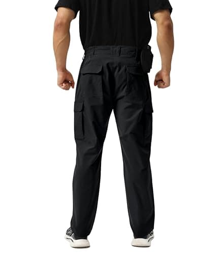 NATUVENIX Tactical Pants for Men, Ripstop Lightweight Cargo Work Pants for Men Water Resistant Mens Hiking Pants Outdoor Black - Thumbnail 2