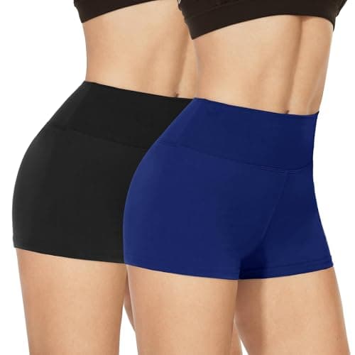 NexiEpoch 2 Pack Biker Shorts for Women - 3"/5"/8" Booty Volleyball High Waisted Black Spandex Shorts for Yoga Dance Workout - Image 1