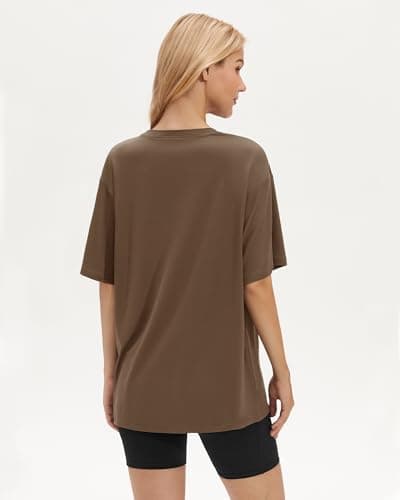 Stelle T Shirts for Women Crew Neck Short Sleeve Summer Tops Loose Fit Soft Basic Tee Shirt Mocha XX-Large - Thumbnail 2
