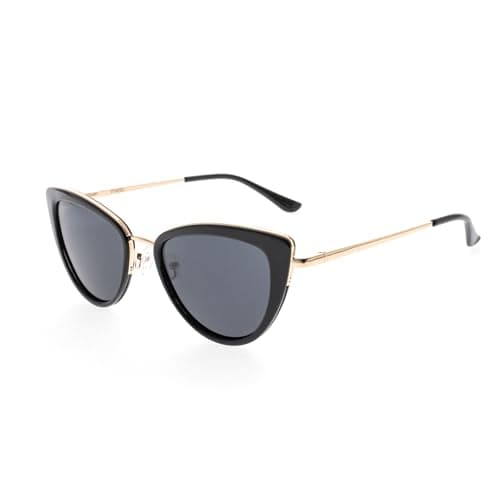 FAA'N Retro Big Frame Cat Eye Polarized Sunglasses Women with Spring Hinge(Black) - Image 1