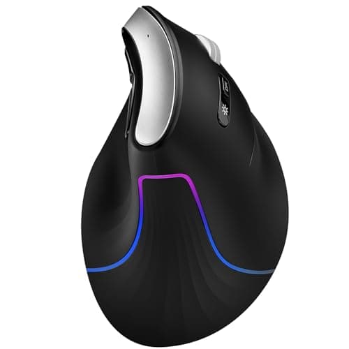 CITLLA Wireless Ergonomic Vertical Mouse, Rechargeable Tri-Mode (Dual Bluetooth + 2.4G USB) Optical Mouse with Adjustable RGB Lighting, Multi-Device Control for Laptop, PC, Mac, iPad, Desktop (Black) - Image 1