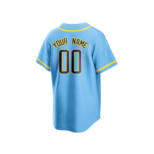 Blue Yellow Team Name Custom Men Baseball Jersey Softball T Shirts Women Customized Youth Button Down Stitched or Printed Names Numbers Personalized Designs - Thumbnail 6