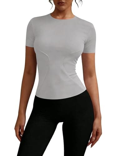Fitted Shirts for Women Workout Tops Short Sleeve Tops Yoga Gym Crew Neck Athletic Top Quick Dry Tee Shirt - Image 1