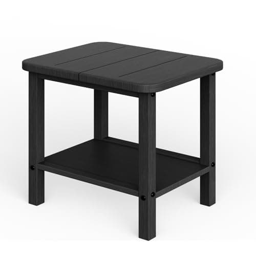 GREFORG Patio Side Table, Small Rectangular HDPE Adirondack End Table for Outdoor Use in Pool, Garden, Lawn, Backyard,Black - Image 1